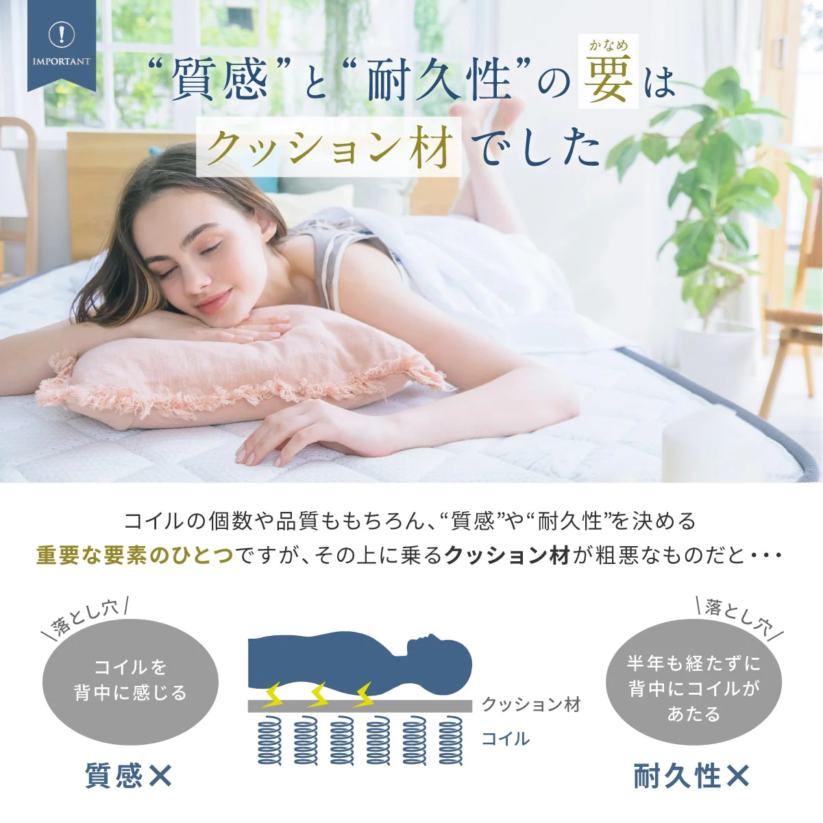 【高品質・高反発ウレタンを贅沢に使用 やや硬め】プレミアムボンネルコイルマットレス ～ストレート～ - Image 5