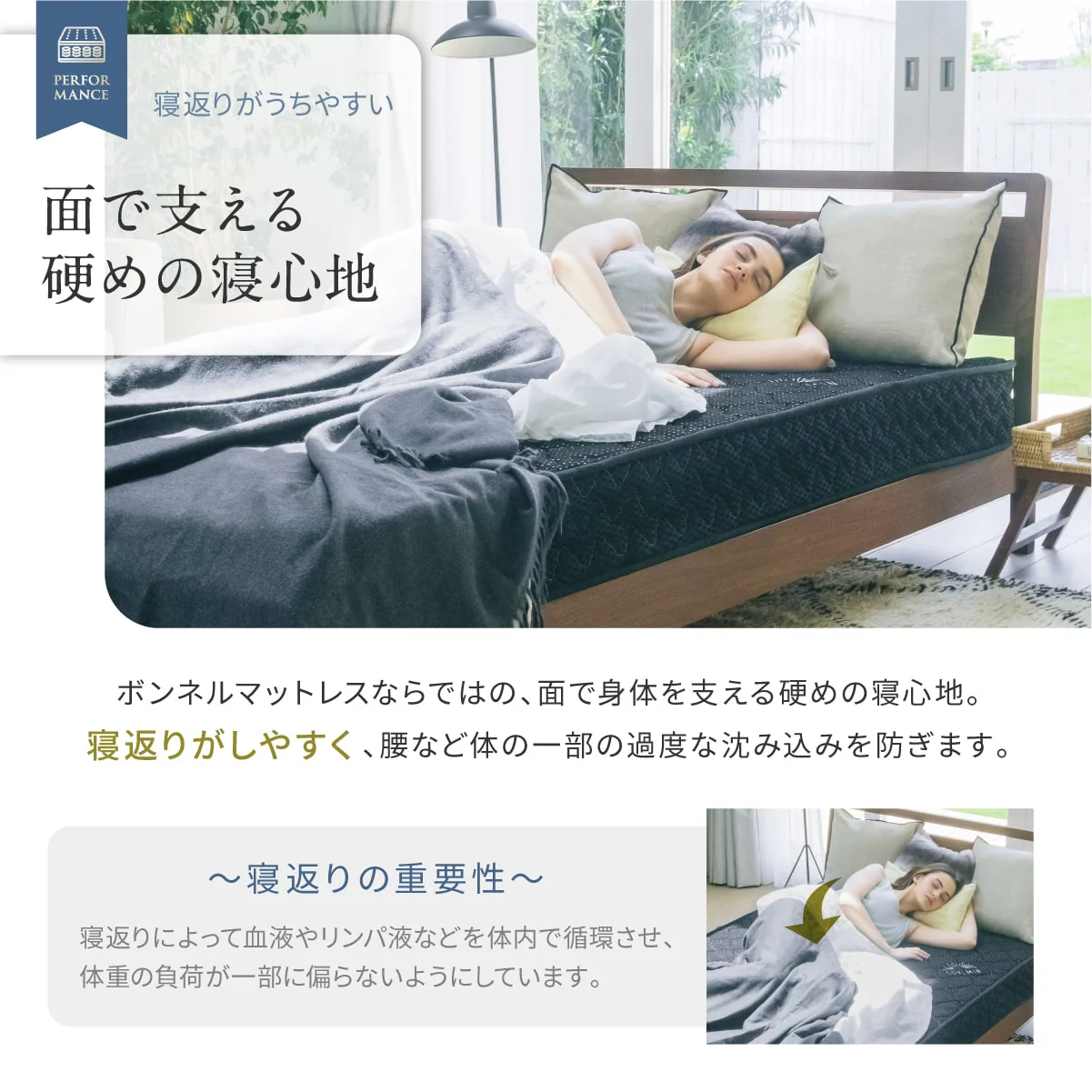【高品質・高反発ウレタンを贅沢に使用 やや硬め】プレミアムボンネルコイルマットレス ～ストレート～ - Image 9