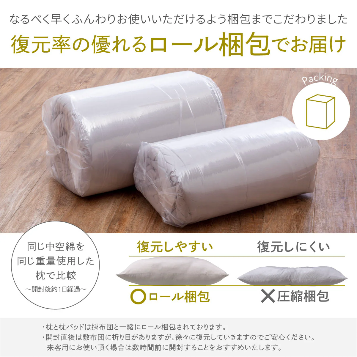 【敷布団・掛布団・枕・枕パッド 新生活や来客用に!】プレミアム布団4点セット - Image 14
