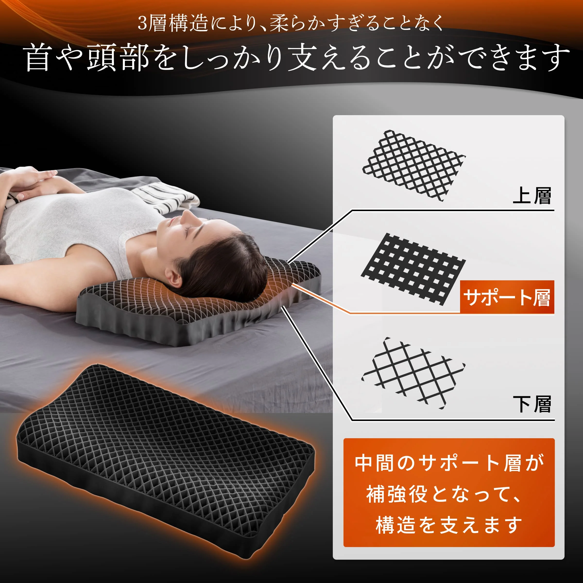 【活性炭配合でパワーアップ！オーダーメード級の高さ調整可能】 Takumi 無重力ジェルピロー NEO - Image 8