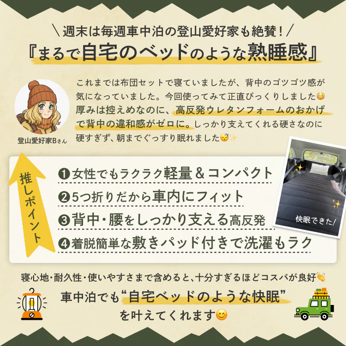 【持ち運び簡単、硬めで腰をしっかり支える】かため高反発マットレス5つ折りタイプ - Image 13
