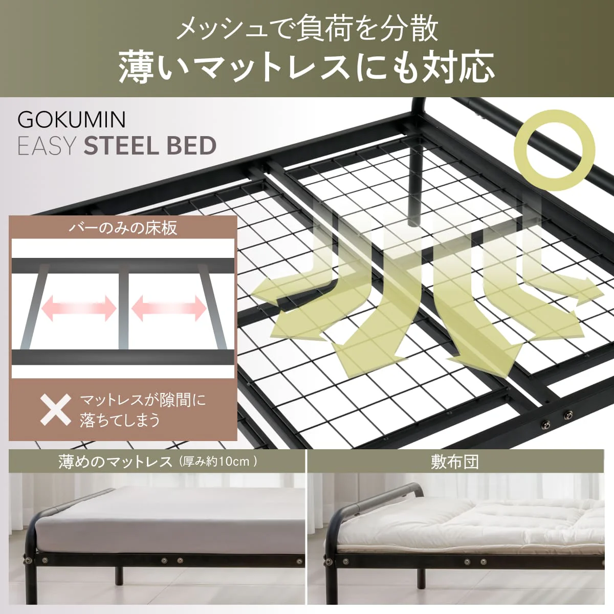 【収納上手なベッド】引き出し付き イージースチールベッド メッシュタイプ - Image 8
