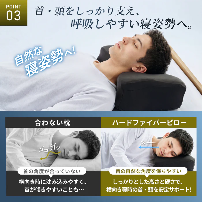 【横向き寝を考えた硬め・高め洗えるファイバーピロー】ハードファイバーピロー - Image 9