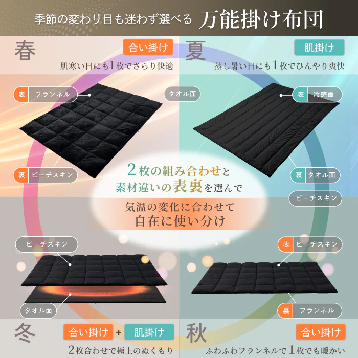 【いつでも快適な寝心地に調整できる】2枚合わせオールシーズンリバーシブル掛け布団 - Image 6