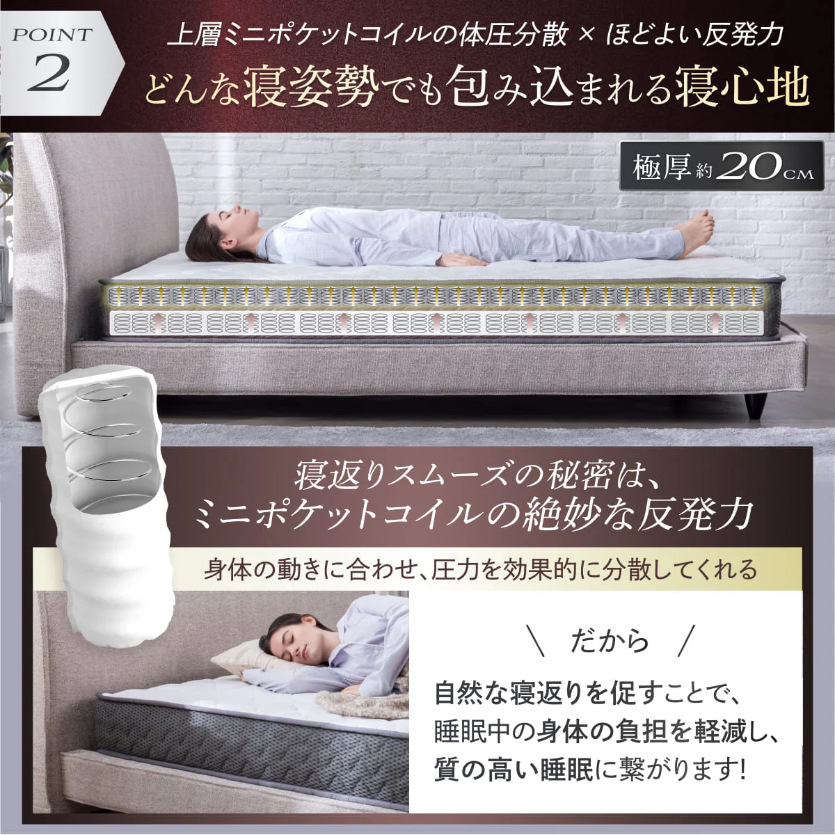 【GOKUMINのベストセラーから新登場!】プレミアムスプリングマットレスハイブリッド - Image 6