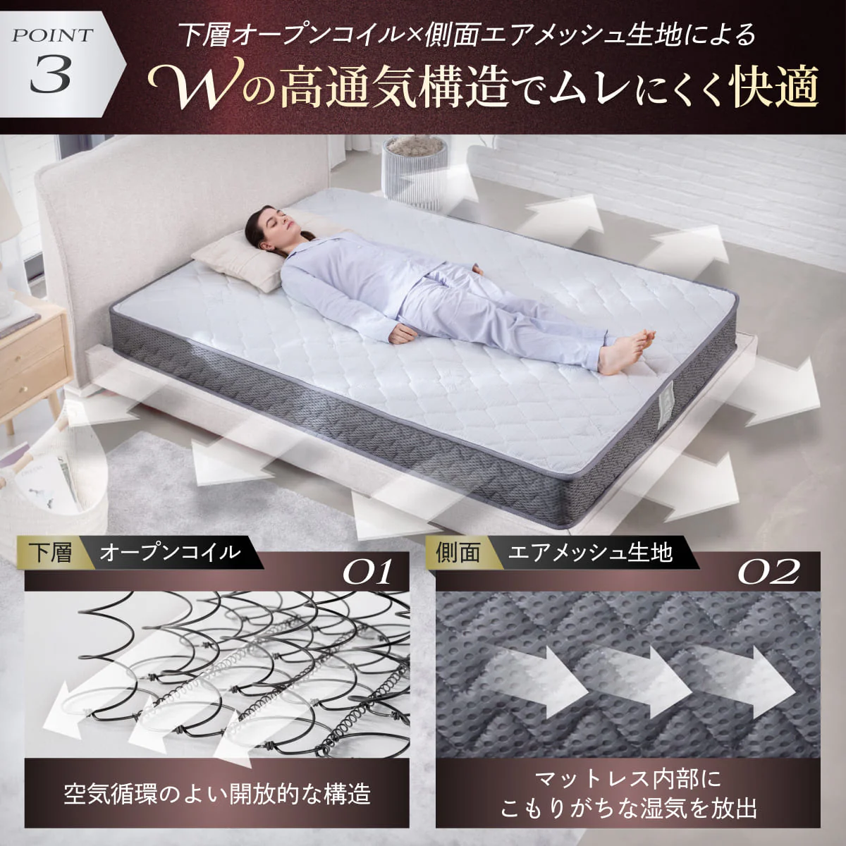 【GOKUMINのベストセラーから新登場!】プレミアムスプリングマットレスハイブリッド - Image 7