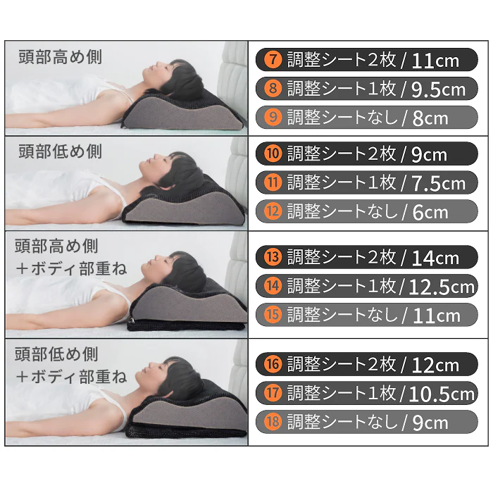 【14段階×20通り×大きめ低反発枕65×80cm】グランピロー ソフト/ハード - Image 10