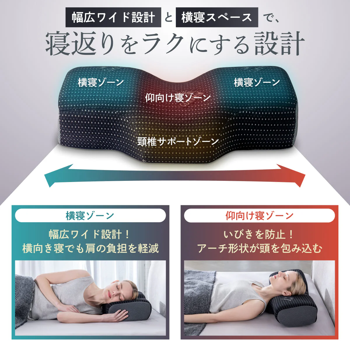 【横幅ワイド60cmの新基準！たっぷり、もっちり、良い眠り】 たっぷり寝返りピロー - Image 7