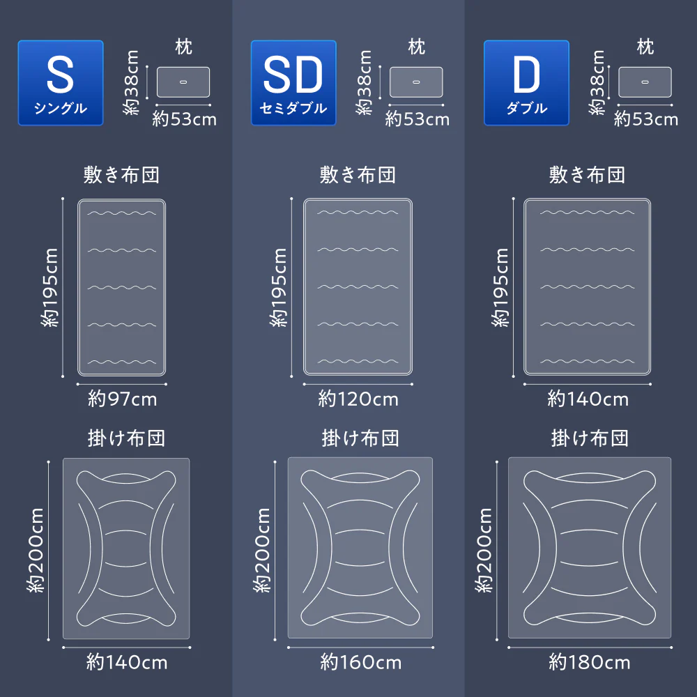 【新生活にも来客用にも、これ1つで】掛け布団・敷き布団・枕のSIMPLE 布団 6点セット - Image 13