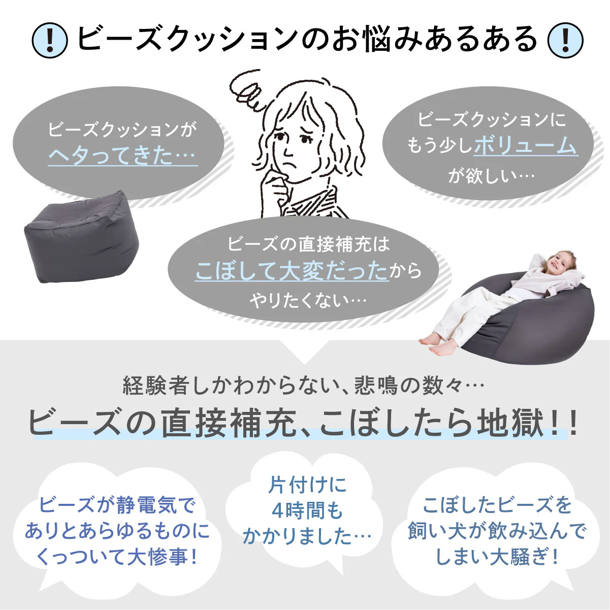 【入れるだけ簡単!】マシュマロビーズクッション補充用シートクッション - Image 3