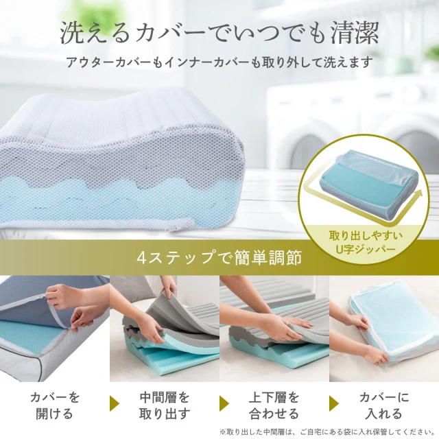 【高さや硬さを悩む方に、お好みの枕を簡単にカスタマイズ】GOKUMIN ミルフィーユピロー - Image 15