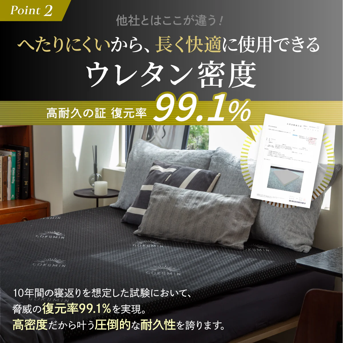 【厚さ5cm180Nやや硬め トリプル抗菌加工】高反発マットレス For Men - Image 9
