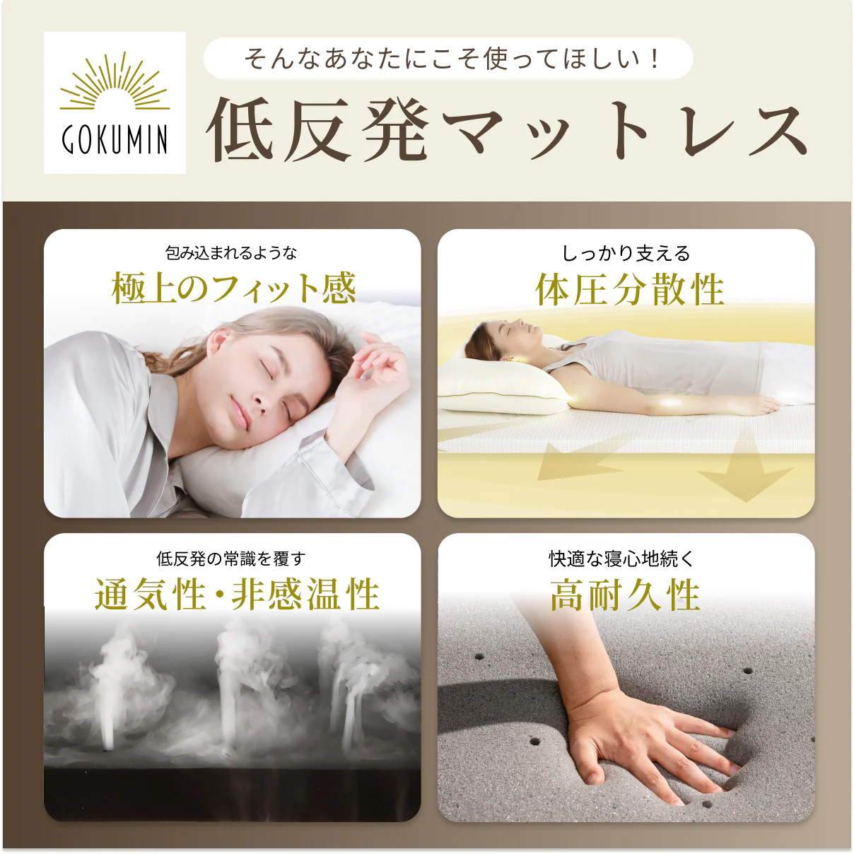 【包み込まれる寝心地  厚さ5cm】プレミアム低反発マットレス - Image 6