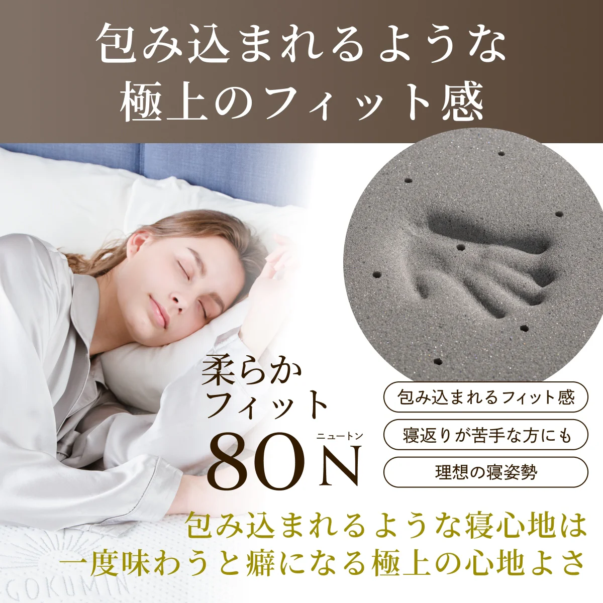 【包み込まれる寝心地  厚さ5cm】プレミアム低反発マットレス - Image 7