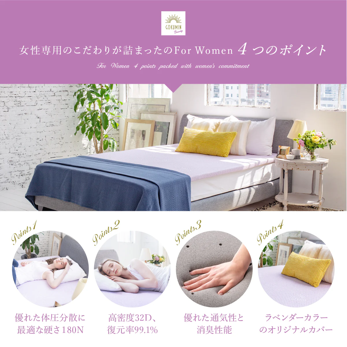 【穴あけ加工で通気性UP厚さ4cm】高反発マットレス For Women - Image 5