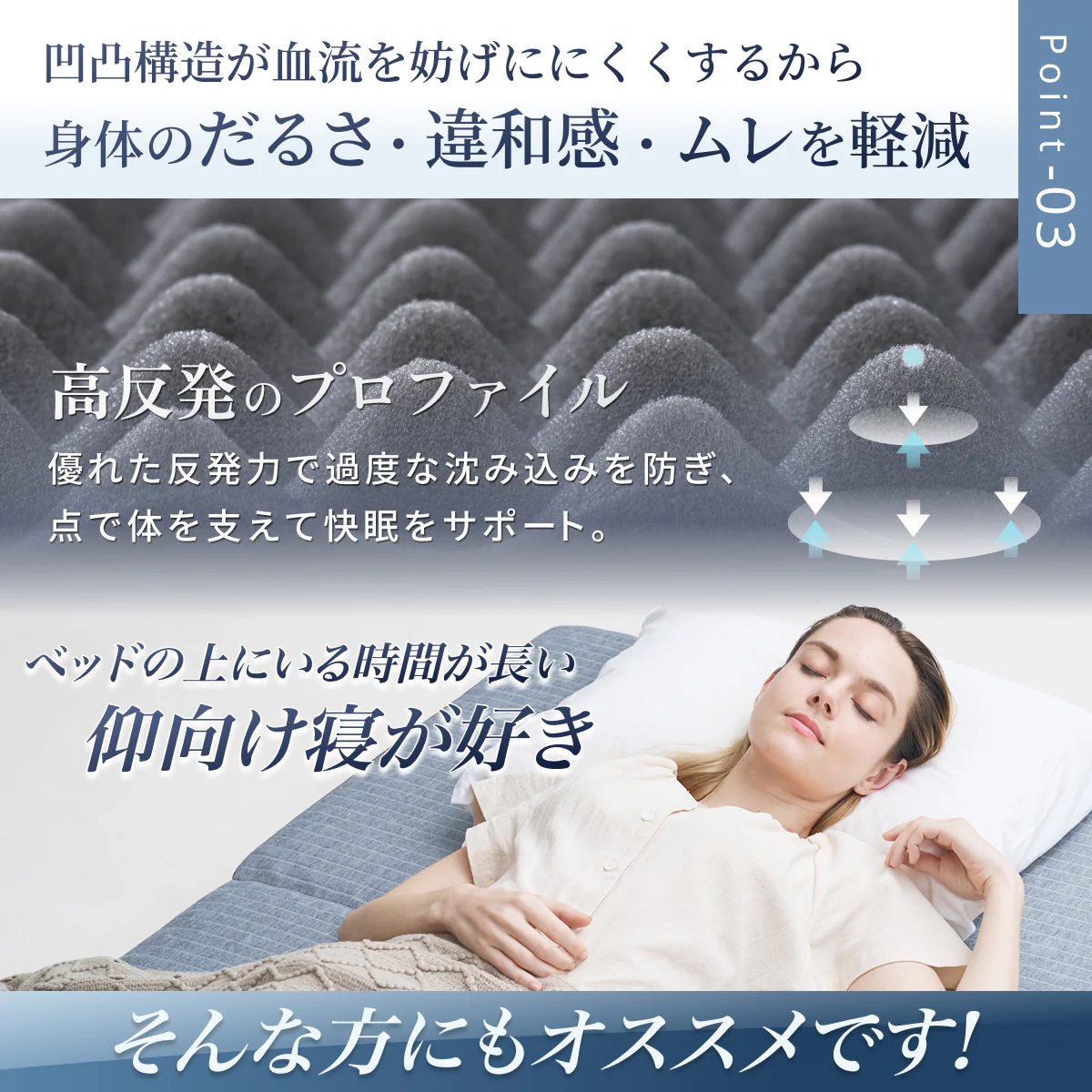 【あなたの体に寄り添い、心地よい眠りをサポート】GOKUMIN SIMPLE 三つ折りマットレス - Image 8