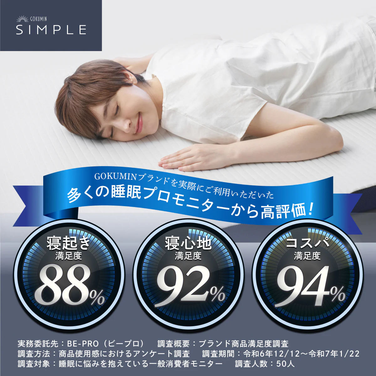 【あなたの体に寄り添い、心地よい眠りをサポート】GOKUMIN SIMPLE ストレートマットレス - Image 3