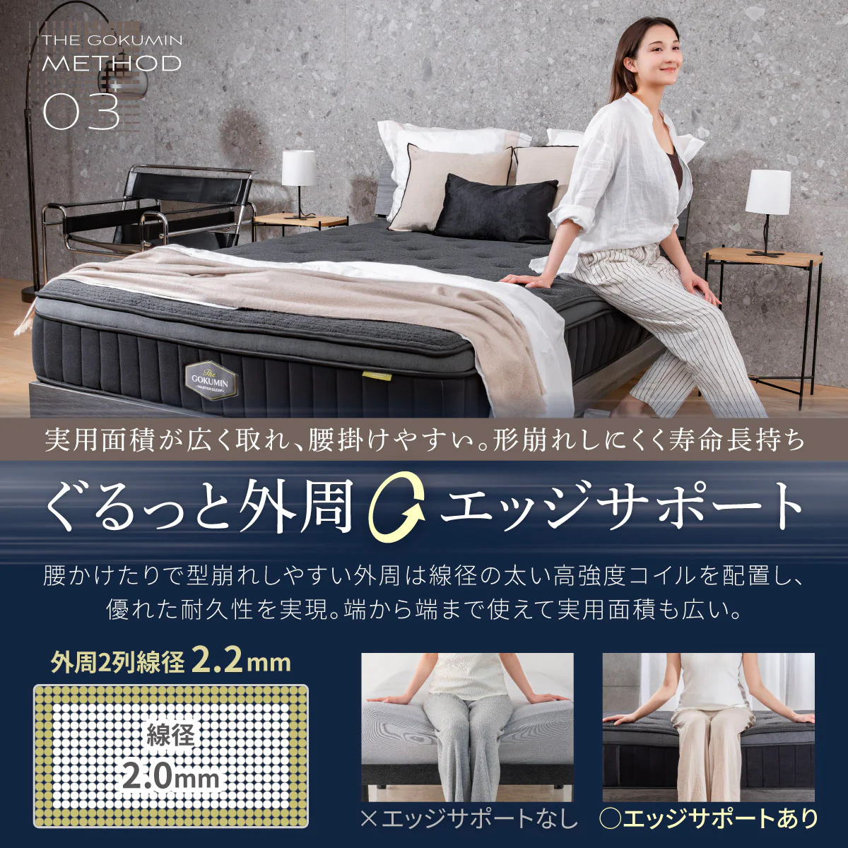 【高反発×低反発 ポケットコイルで贅沢な寝心地】ユーロトップマスターズマットレス - Image 11