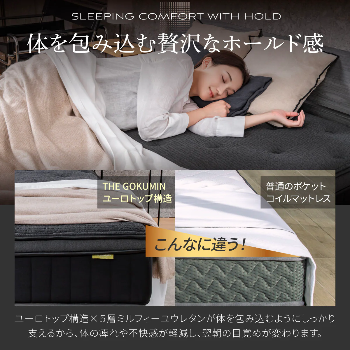 【高反発×低反発 ポケットコイルで贅沢な寝心地】ユーロトップマスターズマットレス - Image 7