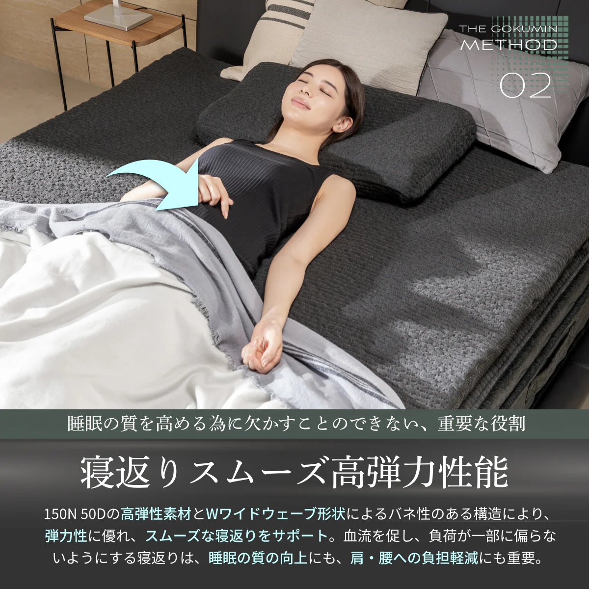 【高弾性＆超高密度50D＆5ゾーン】Wワイドウェーブマットレス 高弾性タイプ - Image 14