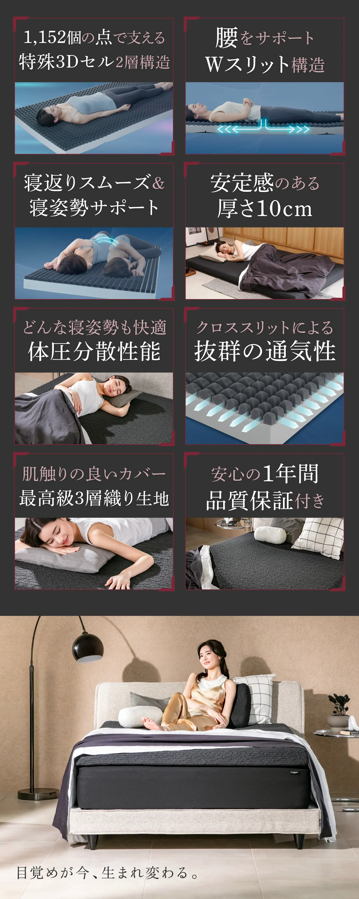 【スリープストレスをゼロにする 特殊加工で高い通気性 】AirZERO 3Dセルマットレス - Image 11