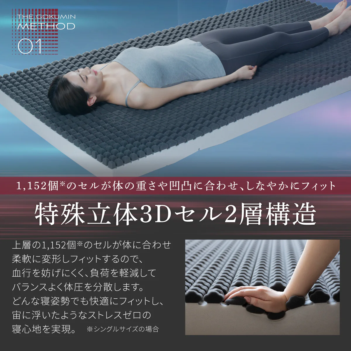 【スリープストレスをゼロにする 特殊加工で高い通気性 】AirZERO 3Dセルマットレス - Image 13