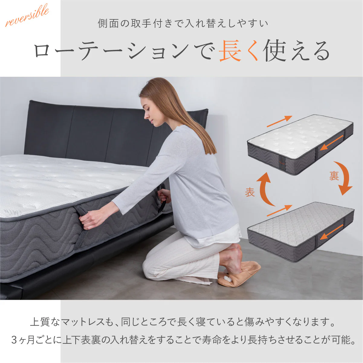 【最上級クラスの寝心地　極厚24cm】リバーシブル高密度スプリングマットレス - Image 10